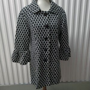 Black and White Geometric Pattern Trench Coat